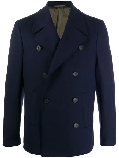 Pal Zileri Notch-lapel Double-breasted Peacoat In Blue