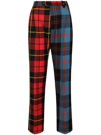 Charles Jeffrey Loverboy X Browns 50 Panelled Tartan-print Trousers In Blue