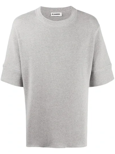 Jil Sander Logo Patch Cotton Top In Grey