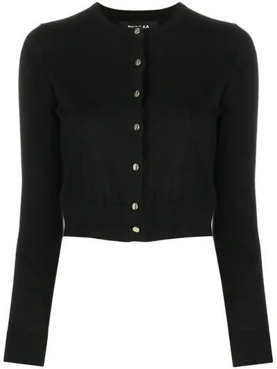 Paule Ka Cropped Knit Cardigan In Black