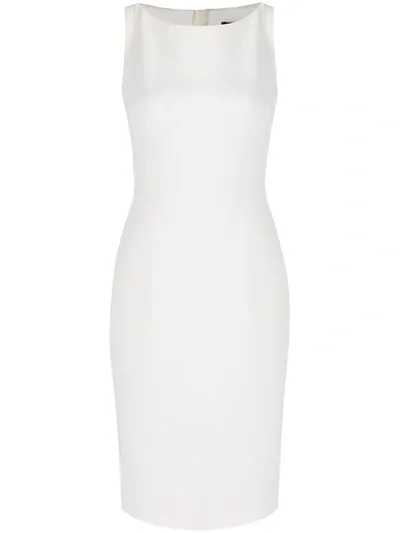 Paule Ka Contour-waist Fitted Midi Dress In White