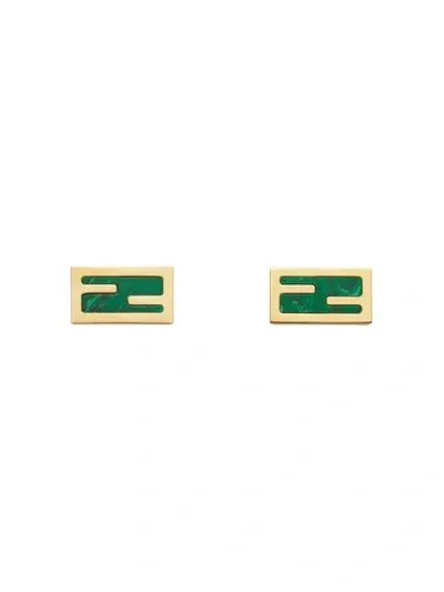 Fendi Ff Baguette Earrings In Gold