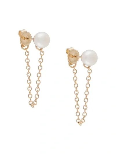 Mizuki Pearl Pendant Earrings In Gold