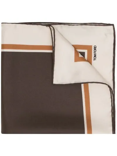 Tom Ford Printed Pocket Square Scarf In Brown