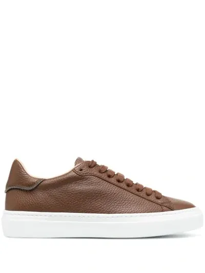 Fabiana Filippi Low-top Leather Sneakers In Brown