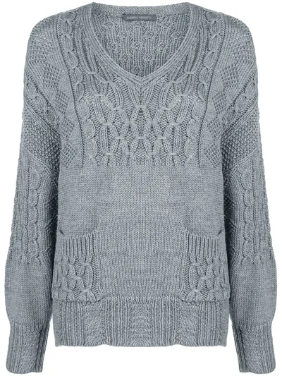 Alberta Ferretti Chunky Knit Sweater In Grey