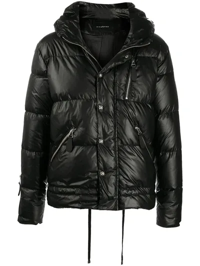 John Richmond Hooded Down-filled Jacket In Black