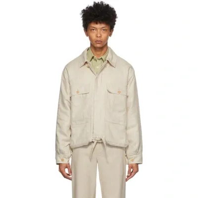 Jacquemus Flap-pocket Basketweave-twill Jacket In Neutrals