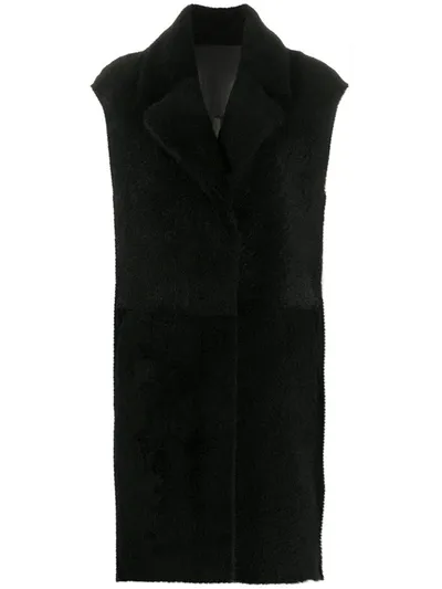 Drome Single-breasted Sheepskin Gilet In Black