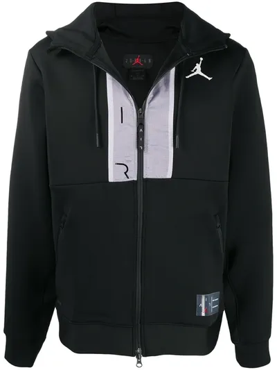 Nike Zip-up Logo Print Hoodie In Black