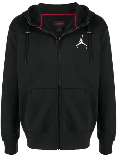 Nike Logo Print Zip-up Hoodie In Black