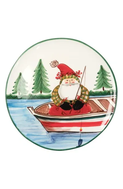 Vietri Old St. Nick Fishing Round Platter In Multi