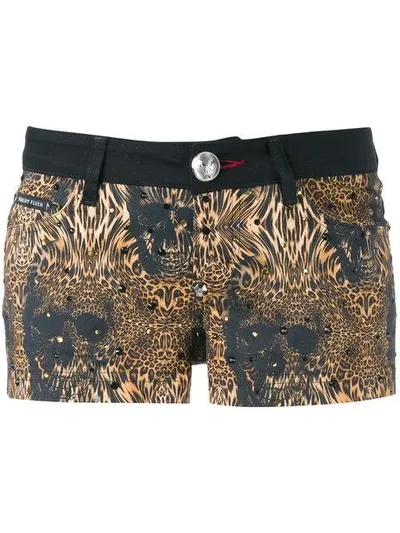 Philipp Plein Shorts Mit Leoparden-print In Black