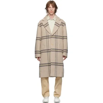 Jacquemus Le Manteau Check-pattern Single-breasted Coat In Neutrals