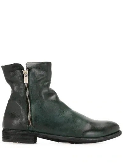 Officine Creative Lexikon Leather Biker Boots In Green