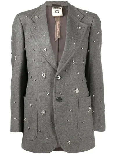 Semicouture Embellished Blazer Jacket In Grey