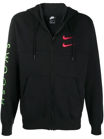 Nike Sportswear Swoosh Zipped Hoodie In Black