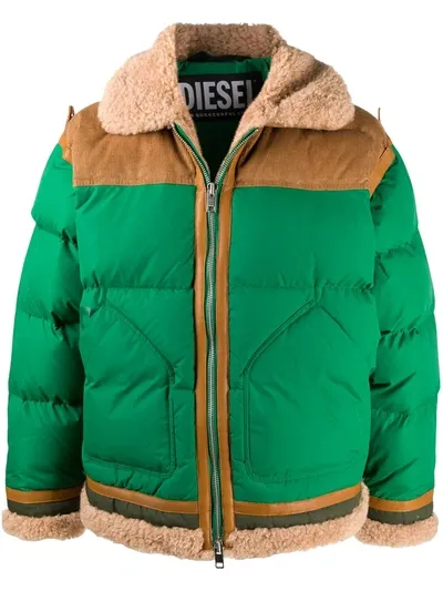 Diesel Padded Jacket With Contrast Detail In Green