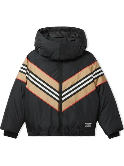 Burberry Chevron Stripe Down Jacket In Black