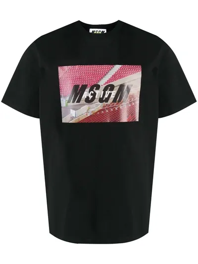 Msgm Stadium Print T-shirt In Black