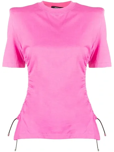 Amen Structured-shoulder Cutout Top In Pink