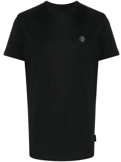 Philipp Plein Logo-patch Crew-neck T-shirt In Schwarz