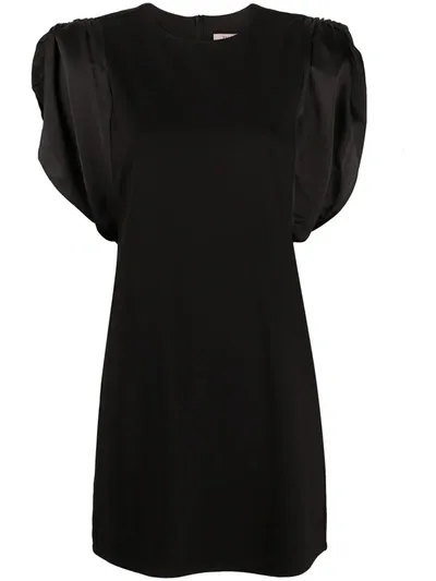 Twinset Belted Puff Sleeve Dress In Black