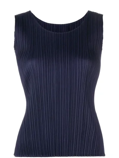 Issey Miyake Plissé-effect Sleeveless Top In Blue