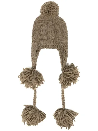 Super Duper Hats Peruvian Pompom Beanie In Neutrals