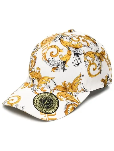 Versace Jeans Couture Baroque-print Cap In Gold