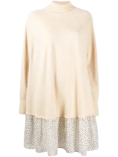 Semicouture Layered Jumper Dress In Neutrals