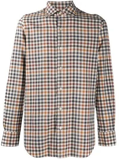 Finamore 1925 Napoli Checked Cotton Shirt In Neutrals