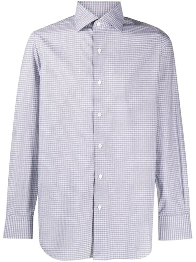 Finamore 1925 Napoli Checked Cotton Shirt In Blue