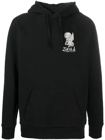 Deus Ex Machina Logo Print Drawstring Hoodie In Black