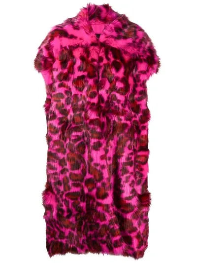 Diesel Leopard Print Sleeveless Coat In Pink