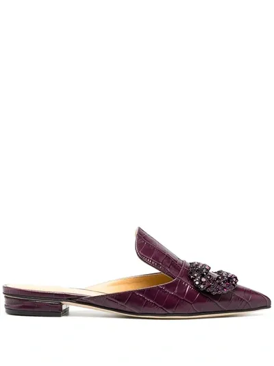 Giannico Daphne Crystal Mules In Purple