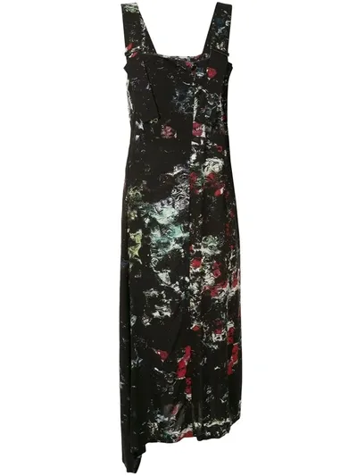 Yohji Yamamoto Floral Print Dress In Black