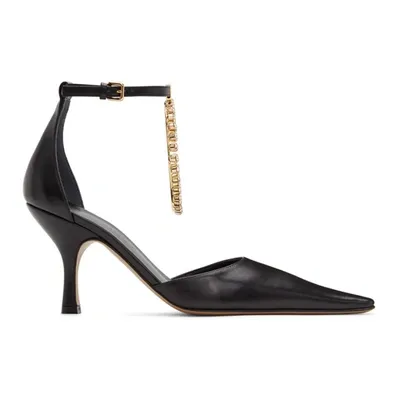 Jw Anderson Black Crystal Charm Heels In 999 Black