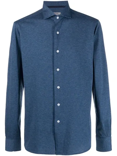 Orian Long Sleeve Mélange-effect Shirt In Blue