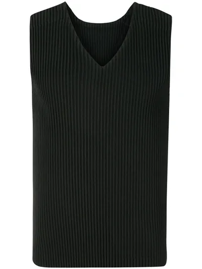 Issey Miyake Ribbed Tank Top In Black