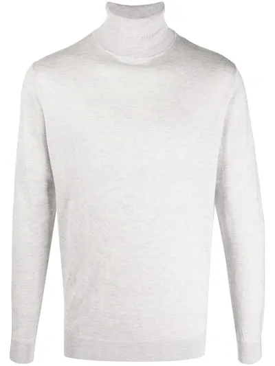 Karl Lagerfeld Logo-embossed Roll Neck Sweater In Grey