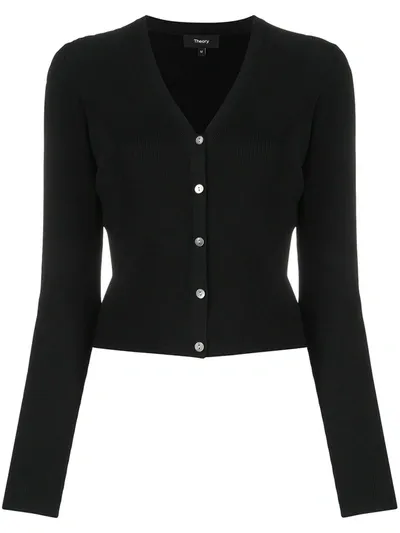 Theory Black Cropped Cardigan