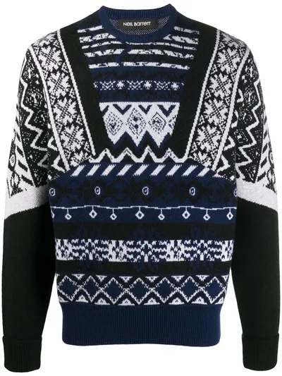 Neil Barrett Intarsia-knit Jumper In Blue