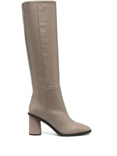 Tela Block-heel Knee High Boots In Grey