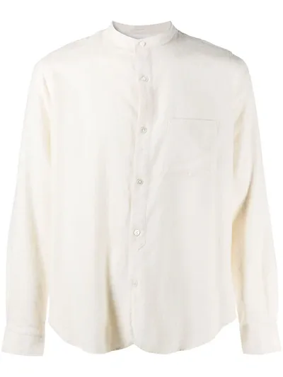 Closed Band Collar Shirt In Neutrals