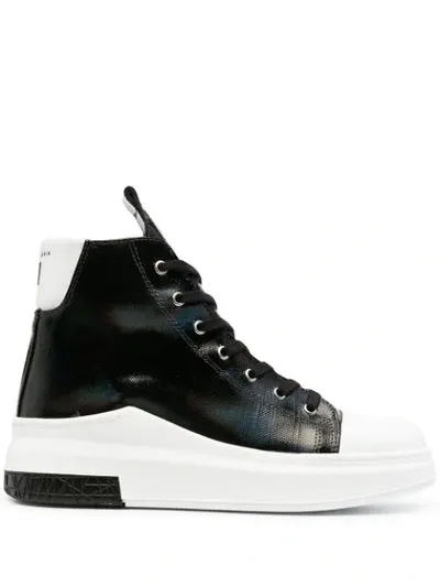 Cinzia Araia Monochrome Leather High-top Sneakers In Black