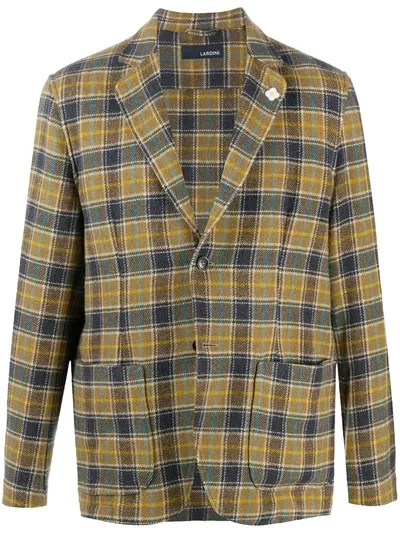 Lardini Check-print Single-breasted Blazer In Blue