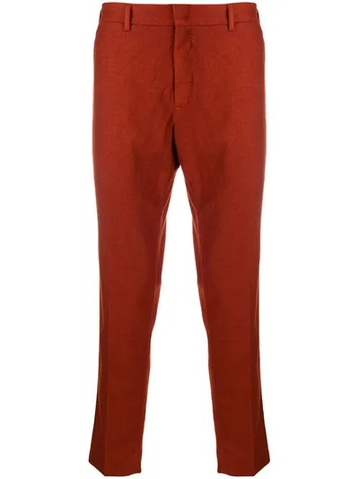 Pt01 Tapered-fit Cropped Trousers In Orange