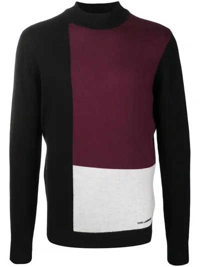 Karl Lagerfeld Colour-block Jumper In Black