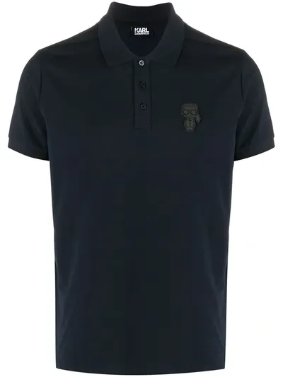 Karl Lagerfeld Ikonik Short Sleeved Polo Shirt In Blue